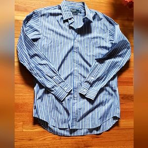 Vintage Polo by Ralph Lauren Curham Classic Fit Shirt Mens Large Striped Blue
